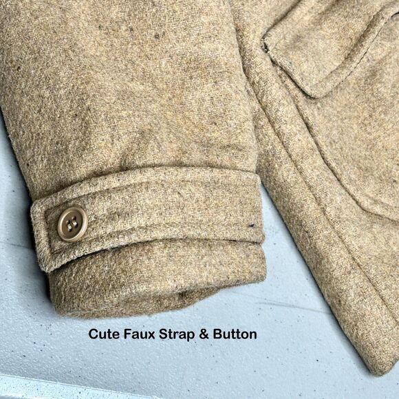 Starting Out Tan Polyester Wool Blend Hooded Fit & Flare Coat Girls Size 24T - Picture 5 of 8